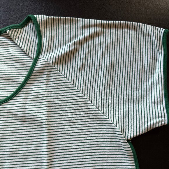 Lake Pajamas Pima Short-Long Set in Green Stripe - Picture 4 of 9